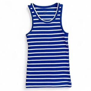 COS Blue White Striped Ribbed Sleeveless  Long Length Tank Top Size S